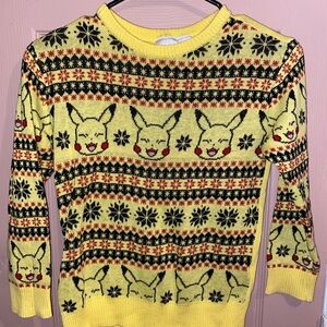 Yellow Pikachu Patterned Sweater